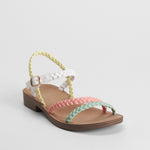 Sandalia plana tiras trenzada multicolor NYC