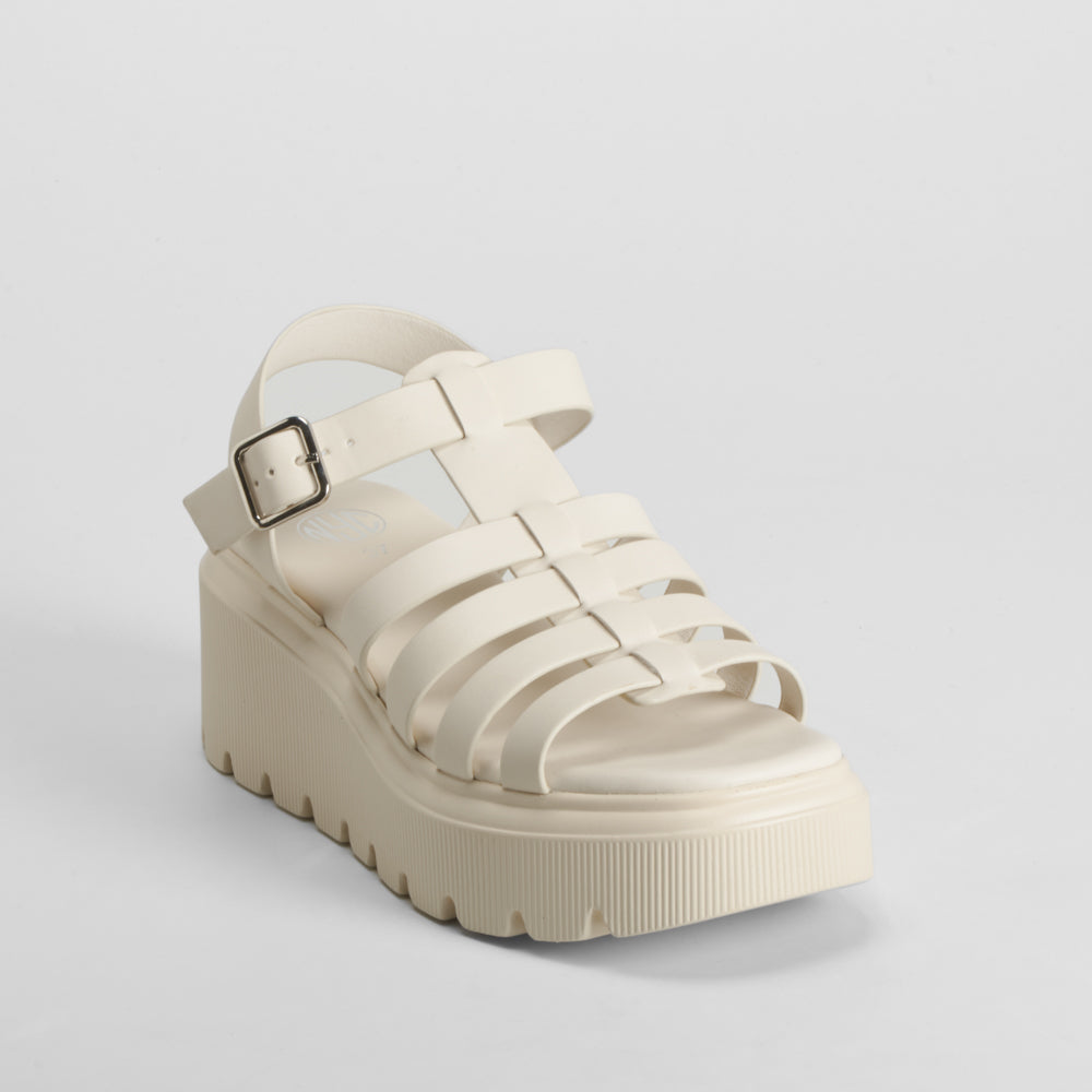 Sandalia cuña chunky beige NYC