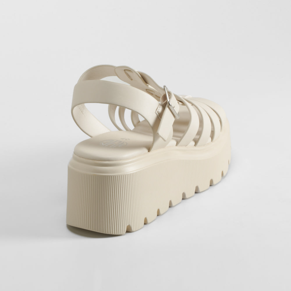 Sandalia cuña chunky beige NYC