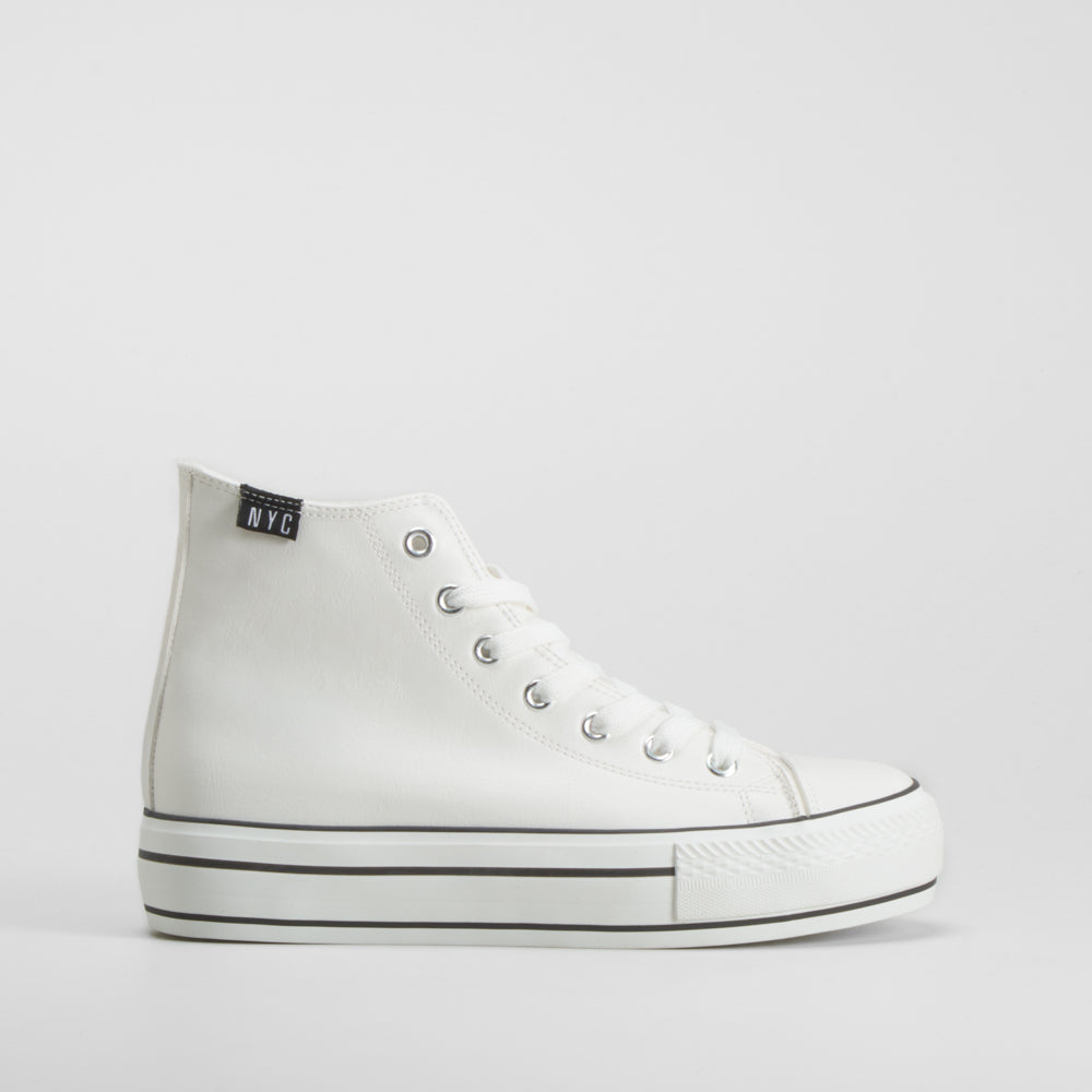 Zapatilla alta plataforma blanca NYC