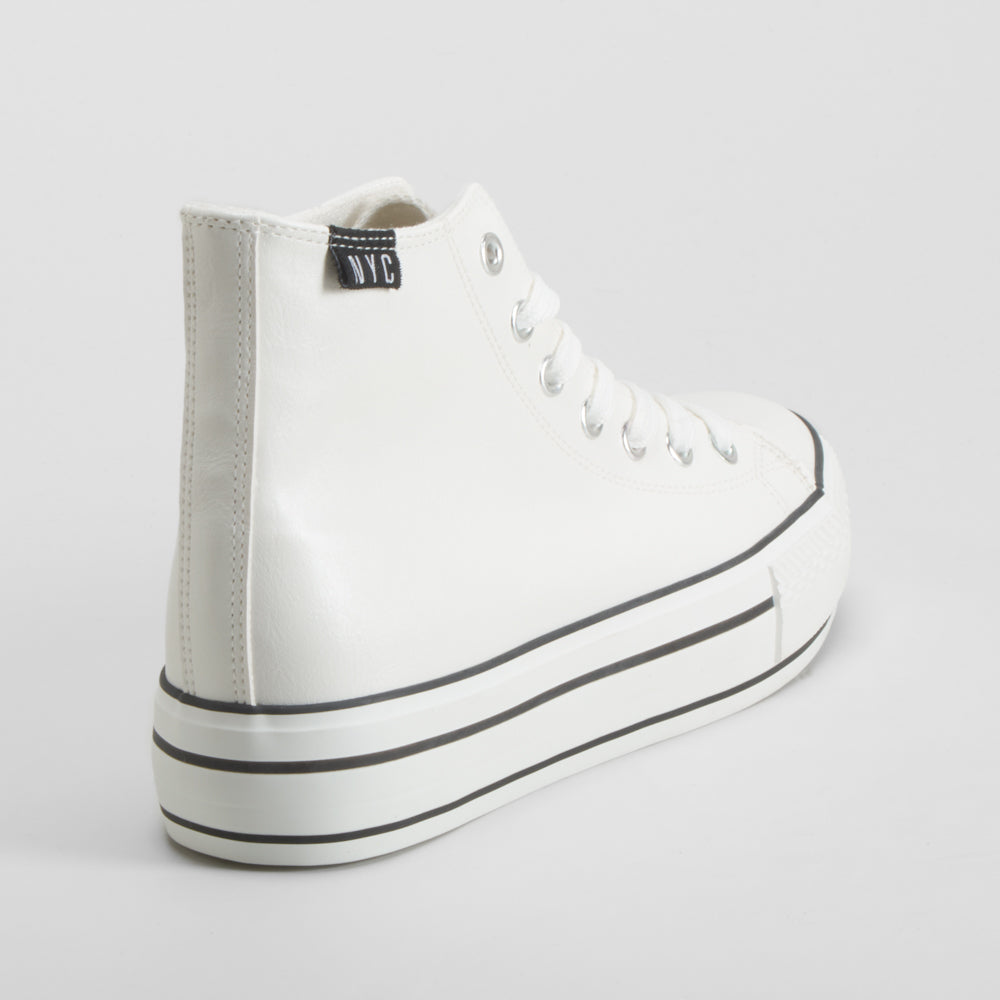 Zapatilla alta plataforma blanca NYC