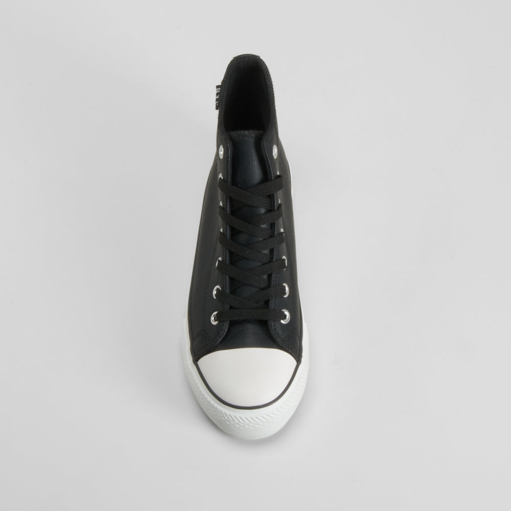 Zapatilla lona alta plataforma negra NYC