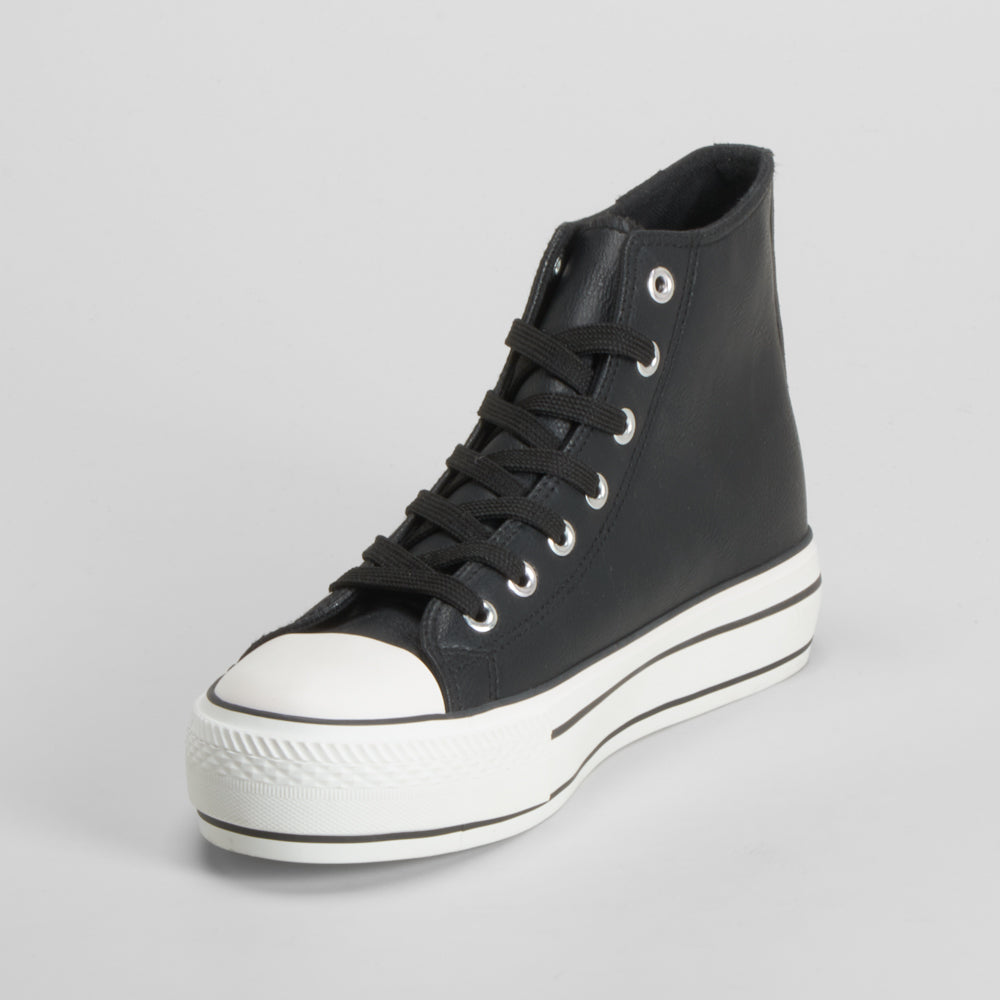 Zapatilla lona alta plataforma negra NYC