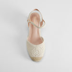 Sandalia de yute de cuña macrame beige PICCOLA PIU