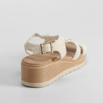 Sandalia cuña macrame beige SENDA ROAD