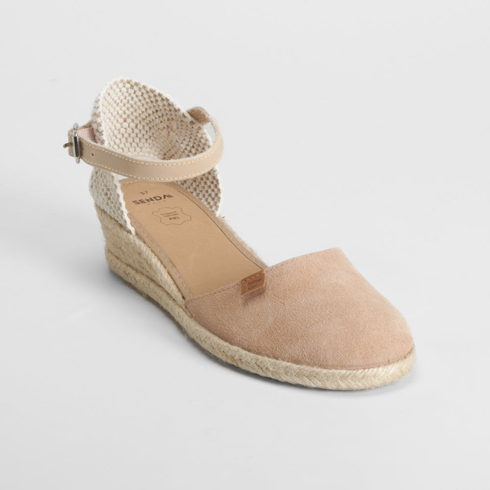 Sandalia de yute de cuña piel rosa palo SENDA ROAD