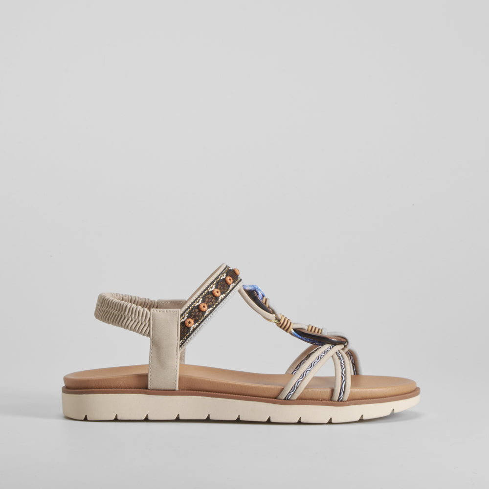 Sandalia aros madera beige SENDA ROAD