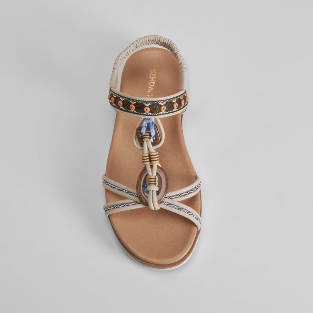 Sandalia aros madera beige SENDA ROAD