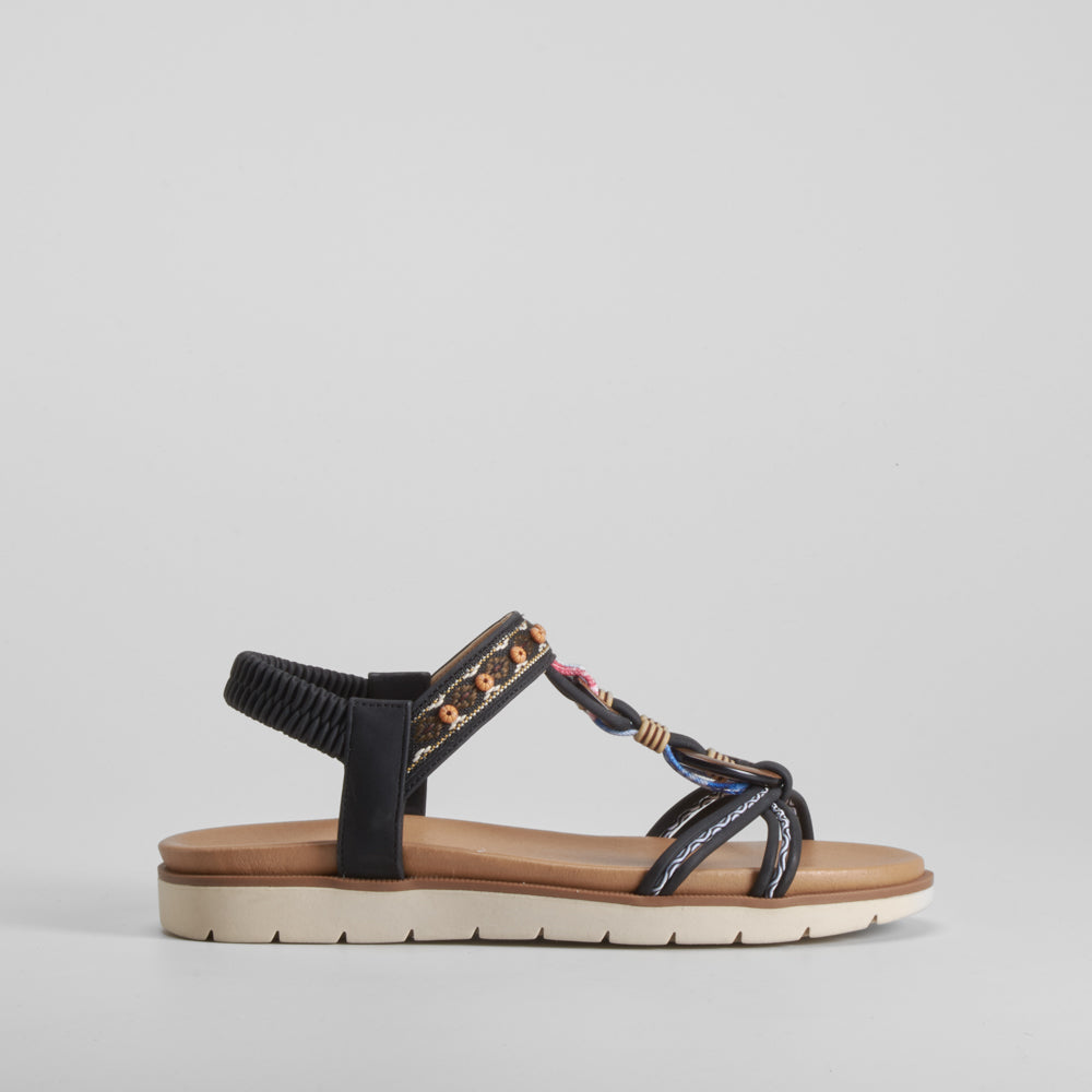 Sandalia aros madera negra SENDA ROAD