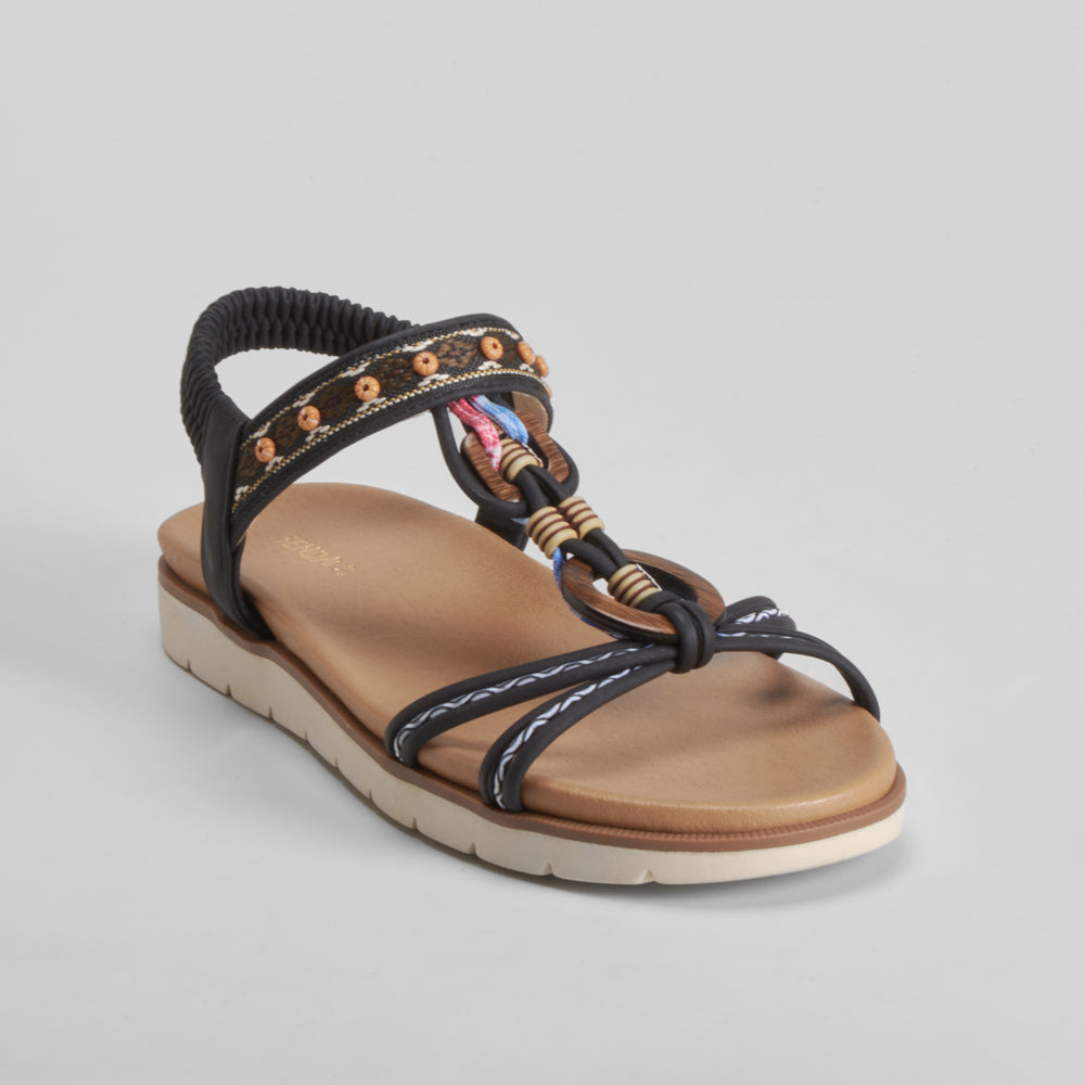 Sandalia aros madera negra SENDA ROAD