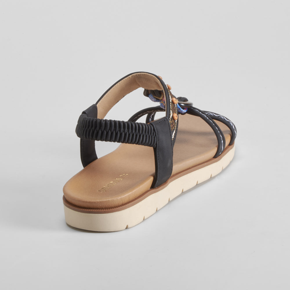 Sandalia aros madera negra SENDA ROAD
