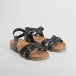 Sandalia bio de piel tiras negra SENDA ROAD