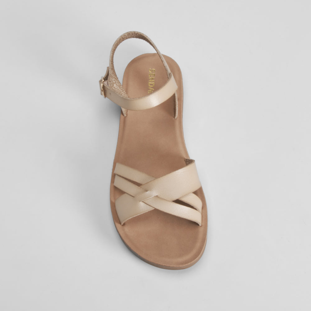 Sandalia tiras cruzada beige SENDA ROAD