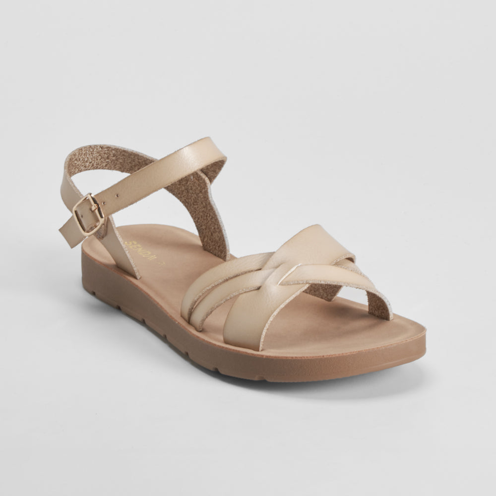 Sandalia tiras cruzada beige SENDA ROAD