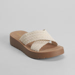 Sandalia pala cruzada macramé beige SENDA ROAD