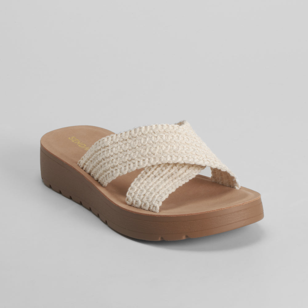 Sandalia pala cruzada macramé beige SENDA ROAD