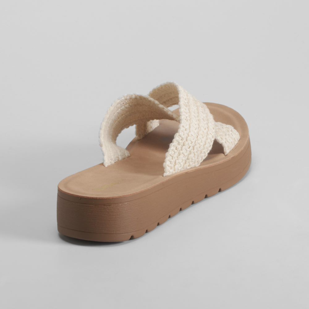 Sandalia pala cruzada macramé beige SENDA ROAD