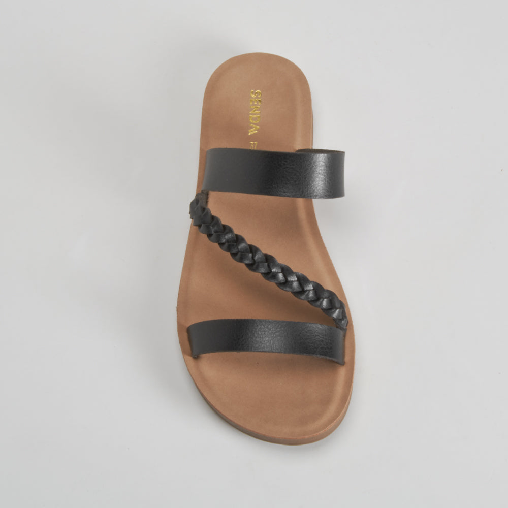 Sandalia plana trenza negra SENDA ROAD