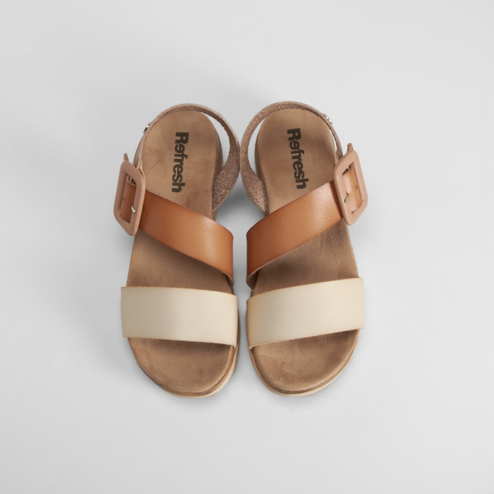 Sandalia tricolor taupe REFRESH