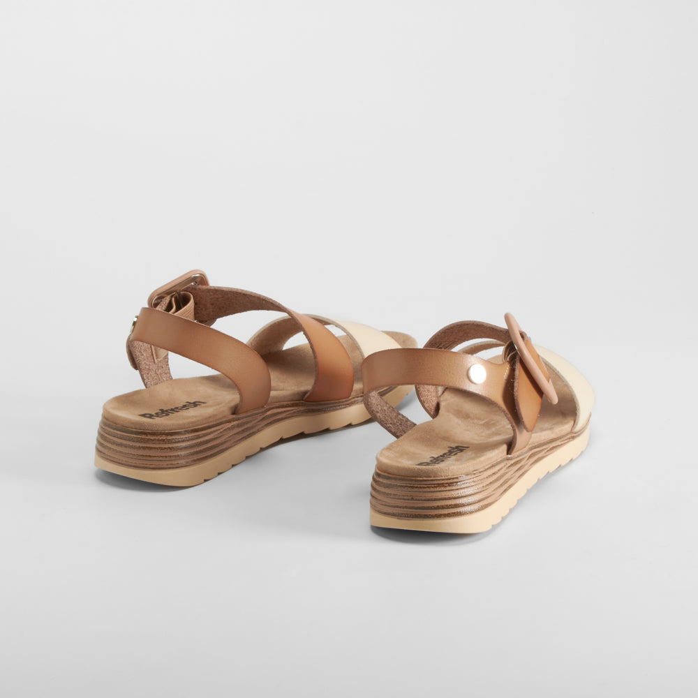 Sandalia tricolor taupe REFRESH