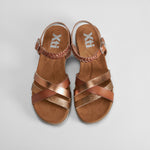 Sandalia cuña tiras suela sierra camel XTI