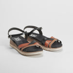 Sandalia cuña tiras negro REFRESH
