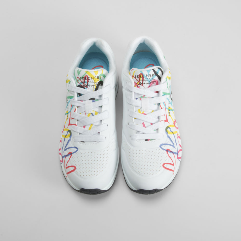 Deportiva UNO blanca dibujo multicolor SKECHERS