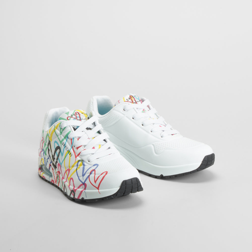 Deportiva UNO blanca dibujo multicolor SKECHERS