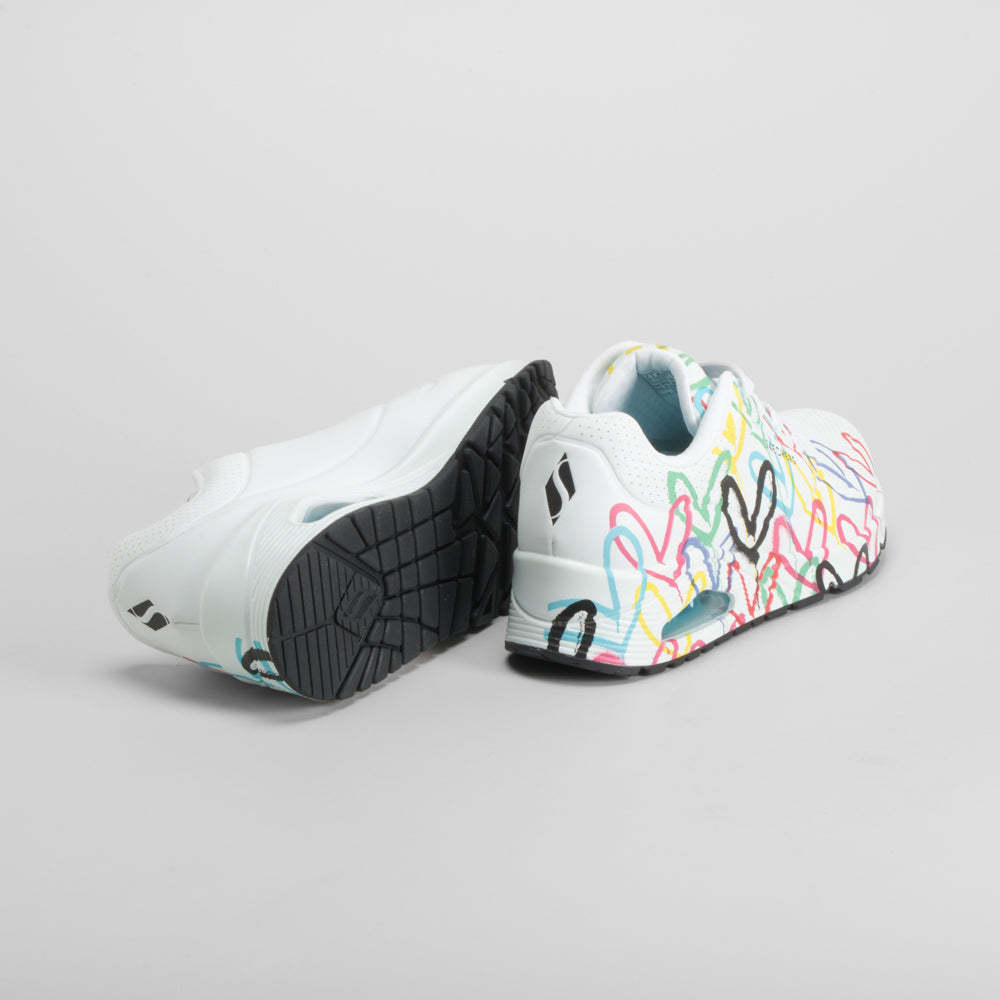 Deportiva UNO blanca dibujo multicolor SKECHERS