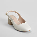 Zapato tacón destalonado de piel blanco COMFEET