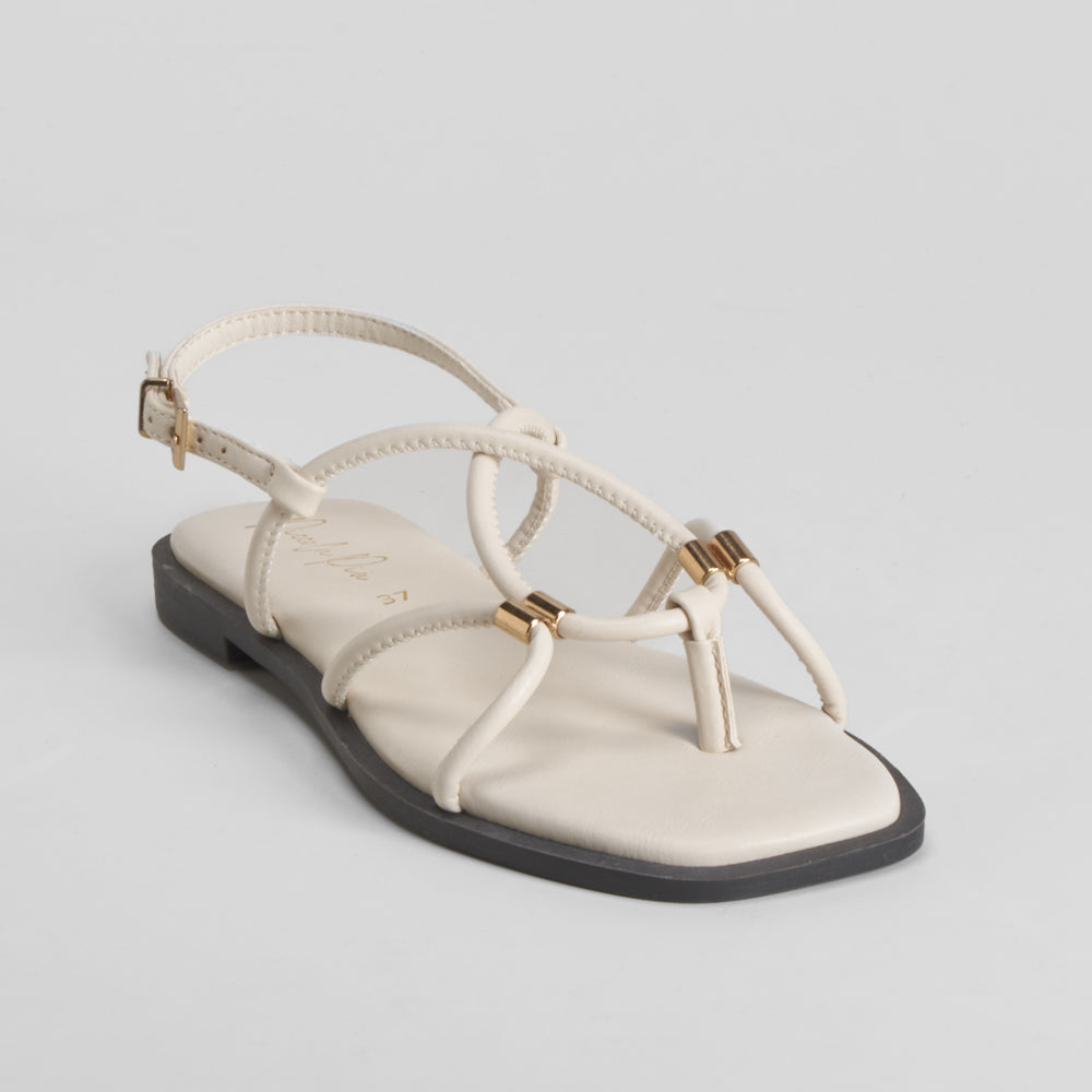 Sandalia plana tubular beige PICCOLA PIU