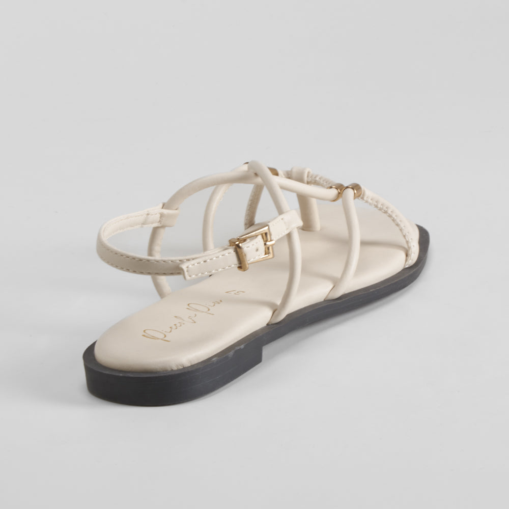 Sandalia plana tubular beige PICCOLA PIU