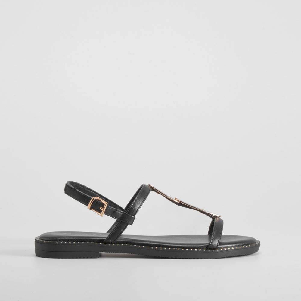 Sandalia plana metales negro PICCOLA PIU