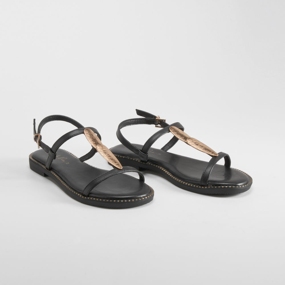 Sandalia plana metales negro PICCOLA PIU