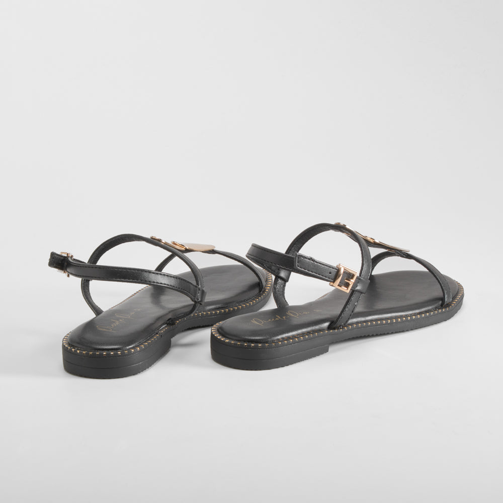 Sandalia plana metales negro PICCOLA PIU