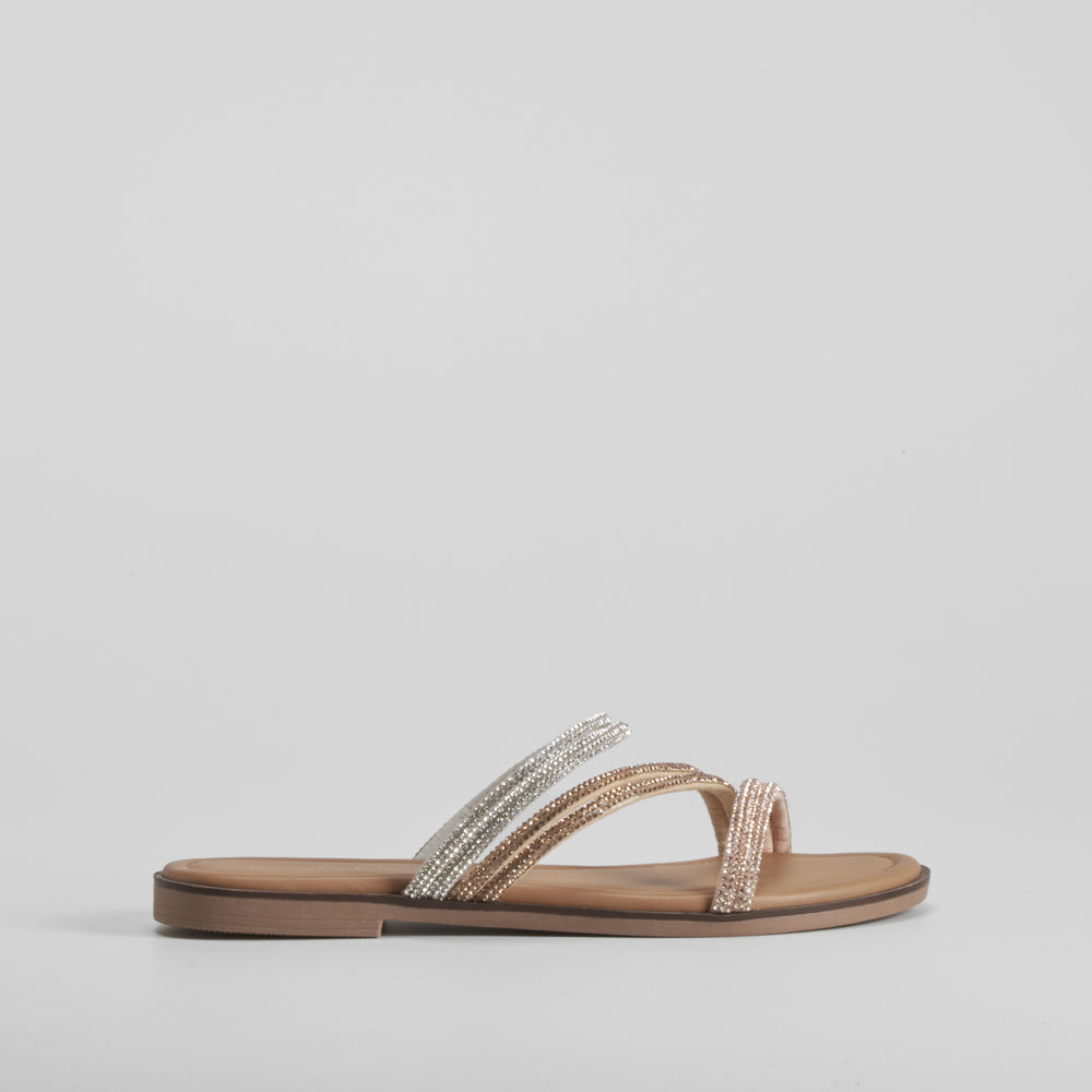 Sandalia plana tiras brillo multicolor PICCOLA PIU