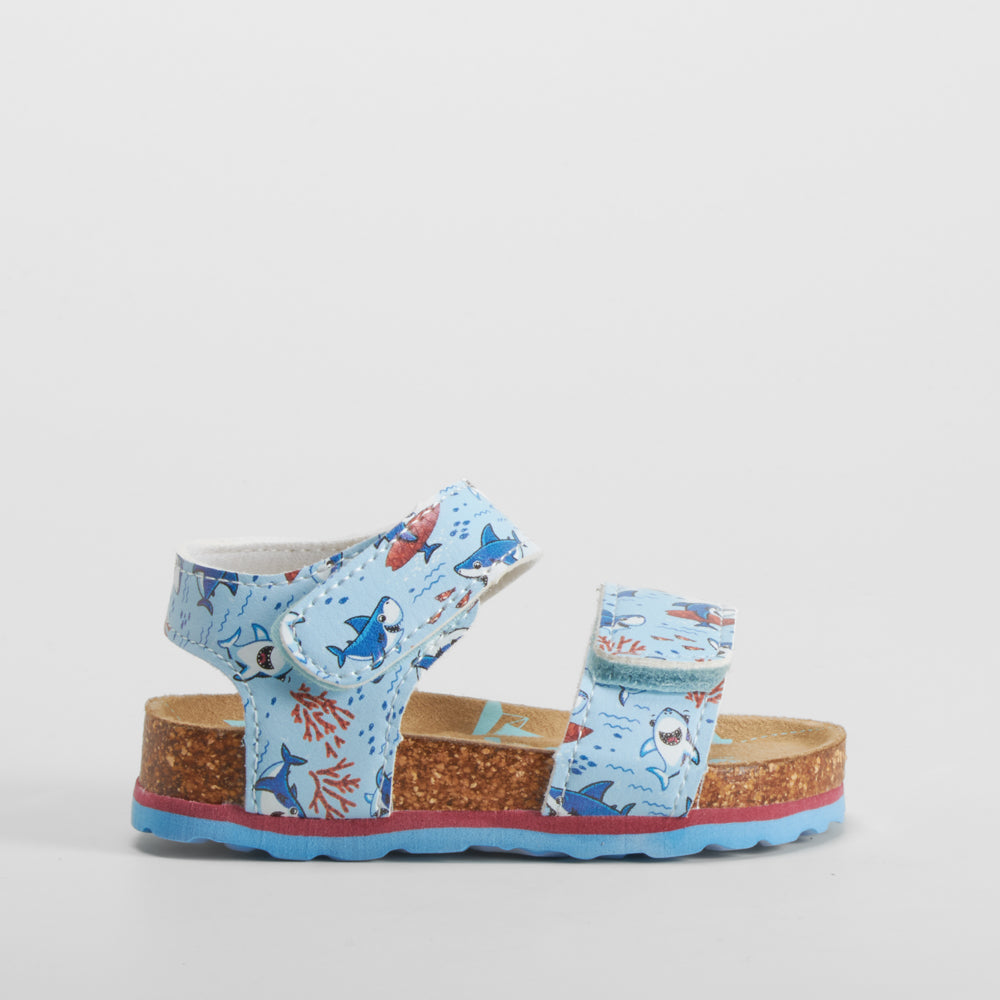 Sandalia bio estampada de bebé azul BACHE