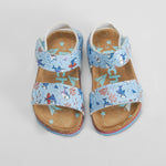 Sandalia bio estampada de bebé azul BACHE
