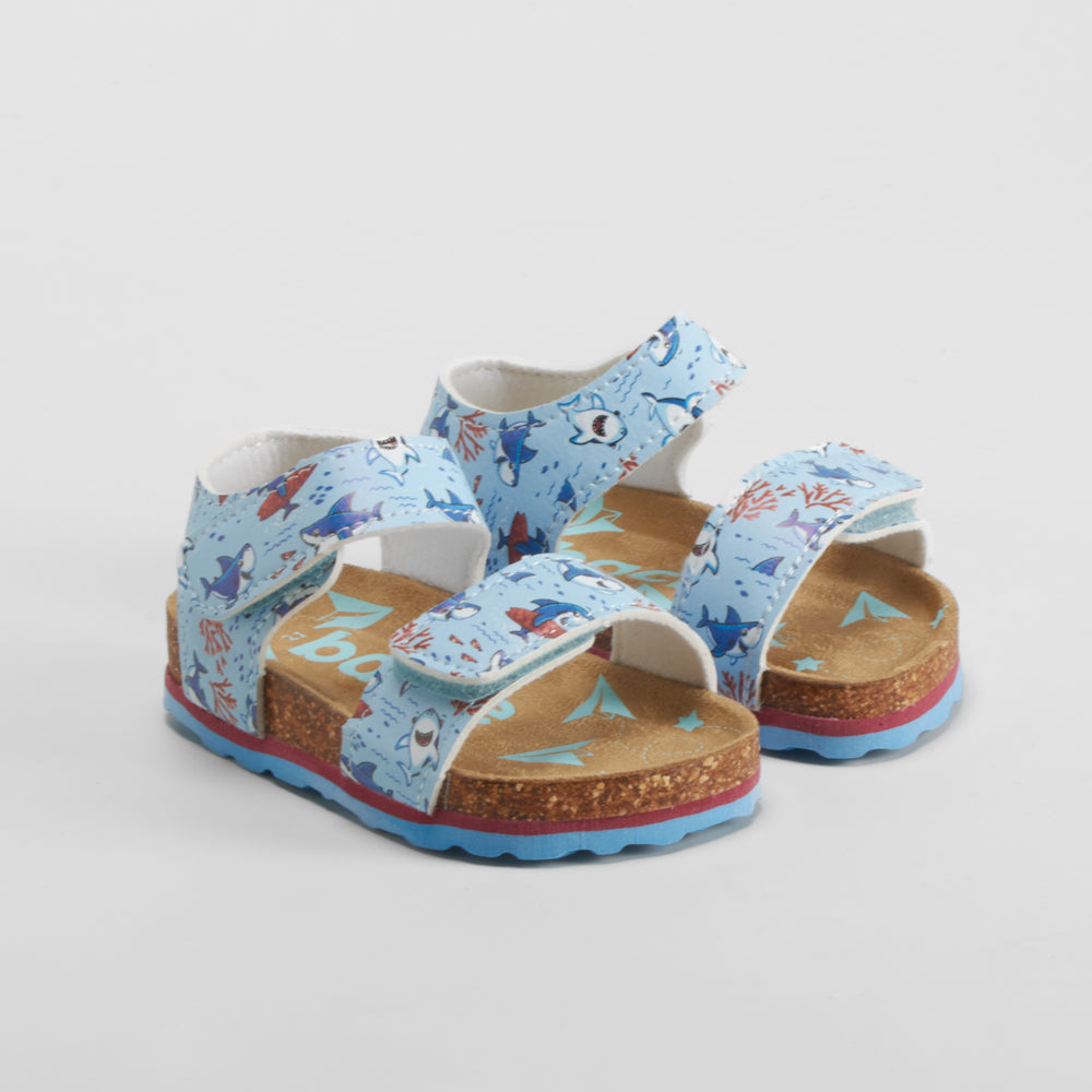 Sandalia bio estampada de bebé azul BACHE