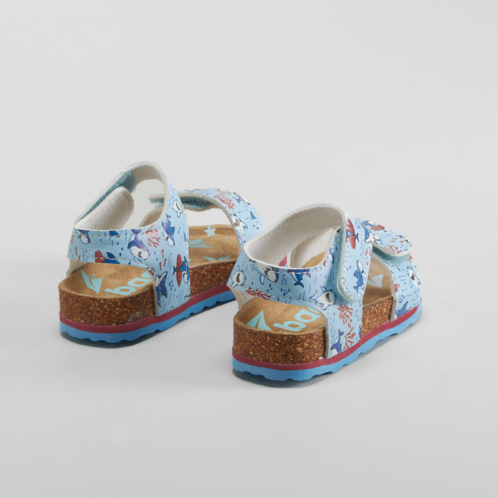 Sandalia bio estampada de bebé azul BACHE