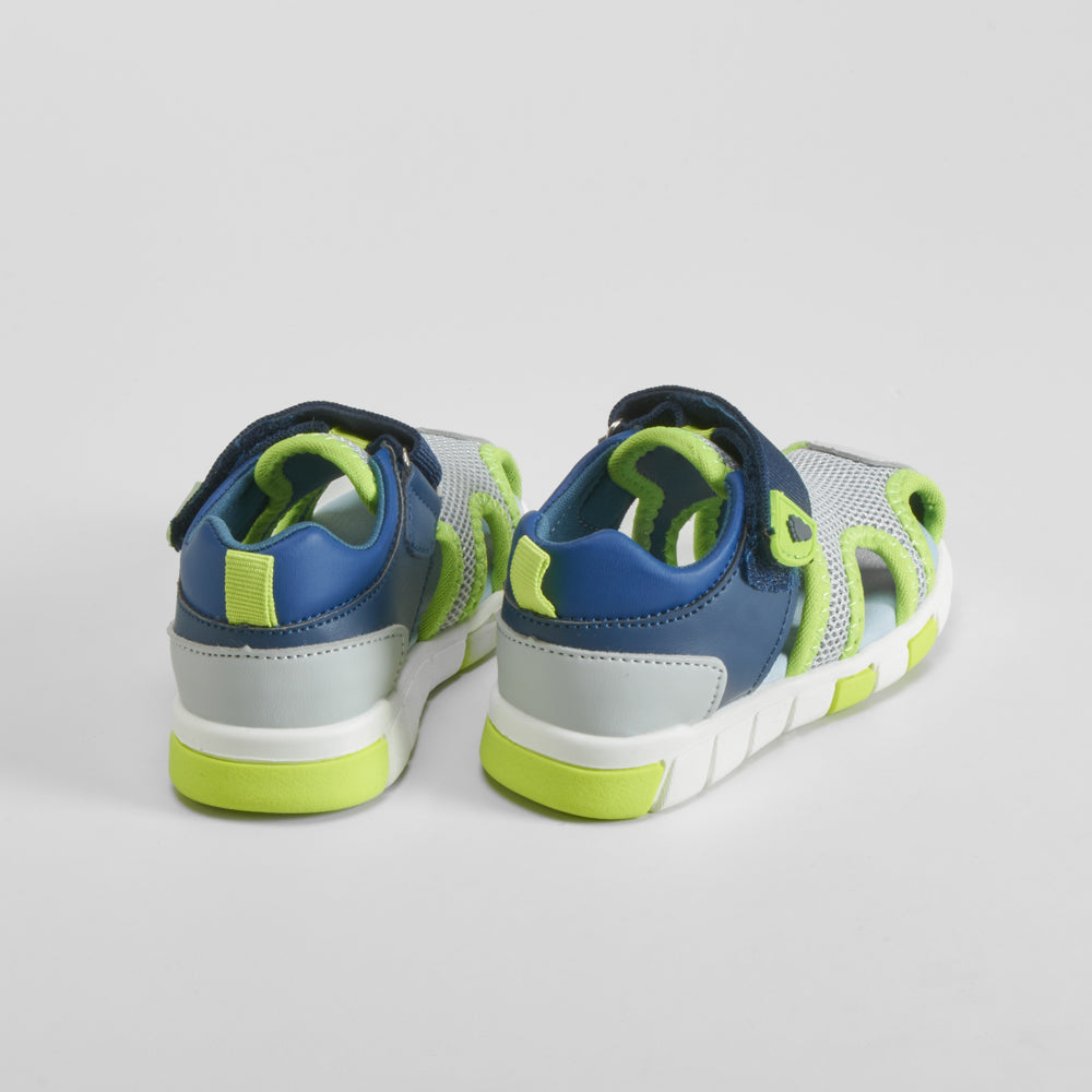 Sandalia cerrada bebé mesh gris y amarillo BACHE