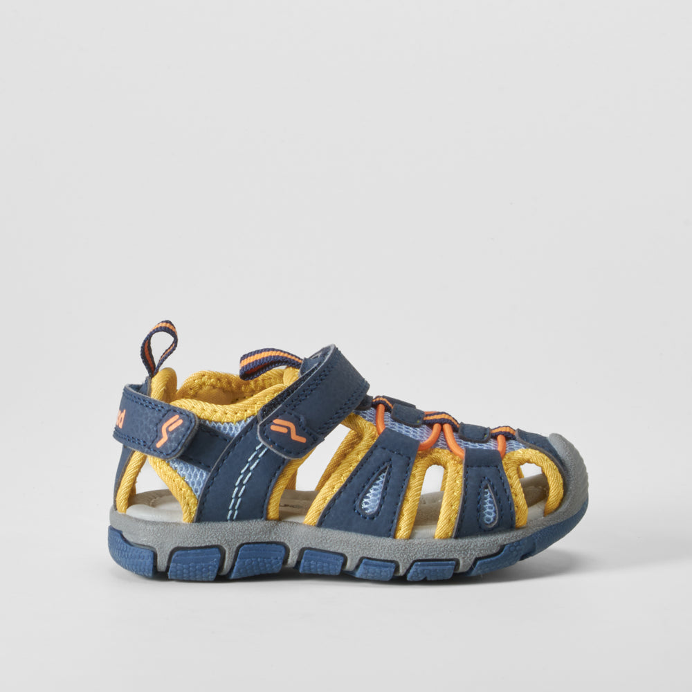 Sandalia deportiva bebé azul y amarillo BACHE