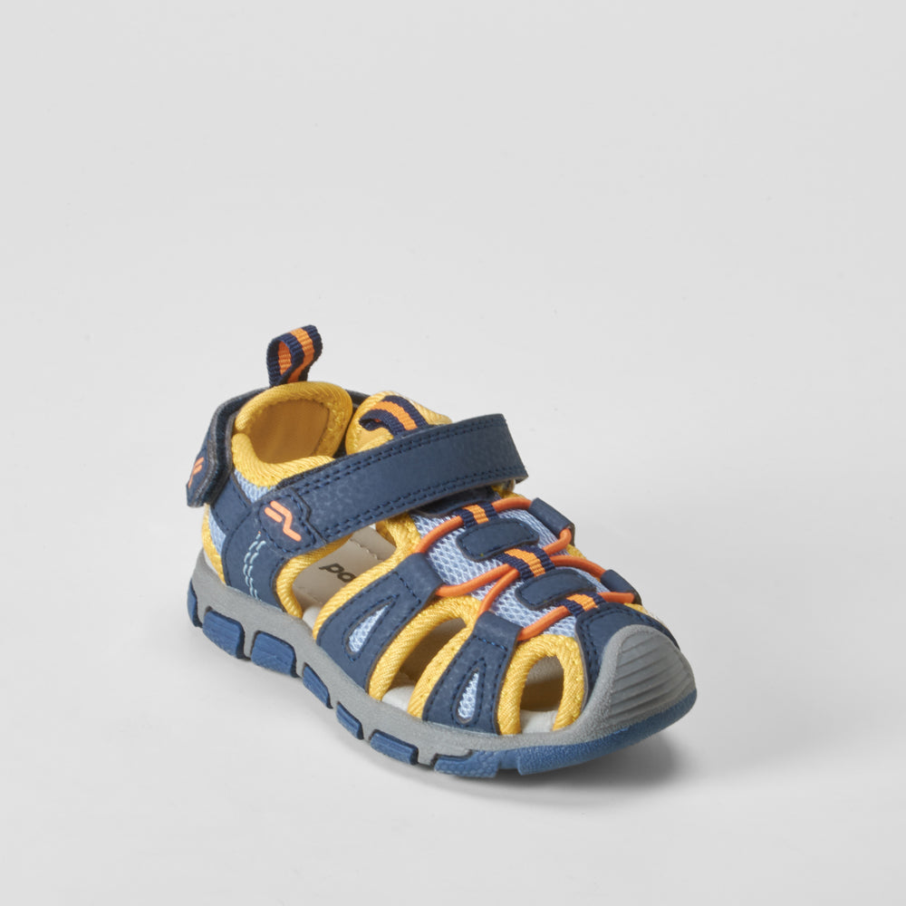 Sandalia deportiva bebé azul y amarillo BACHE
