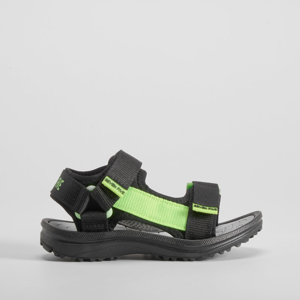 Sandalia deportiva negra y amarilla SEVEN FIVE