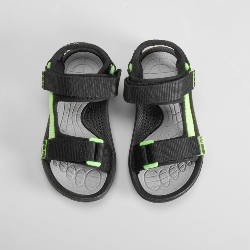 Sandalia deportiva negra y amarilla SEVEN FIVE