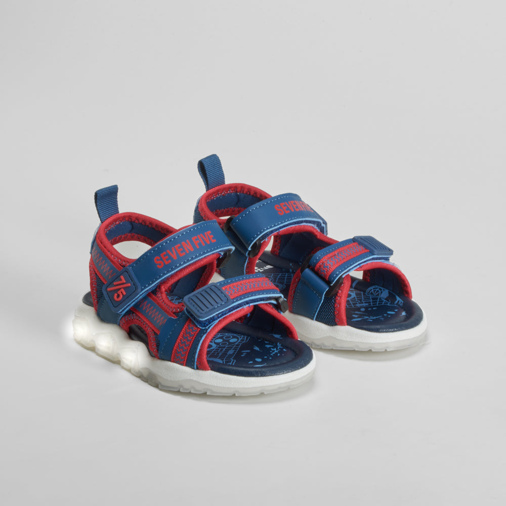 Sandalia deportiva de luces azul y rojo SEVEN FIVE