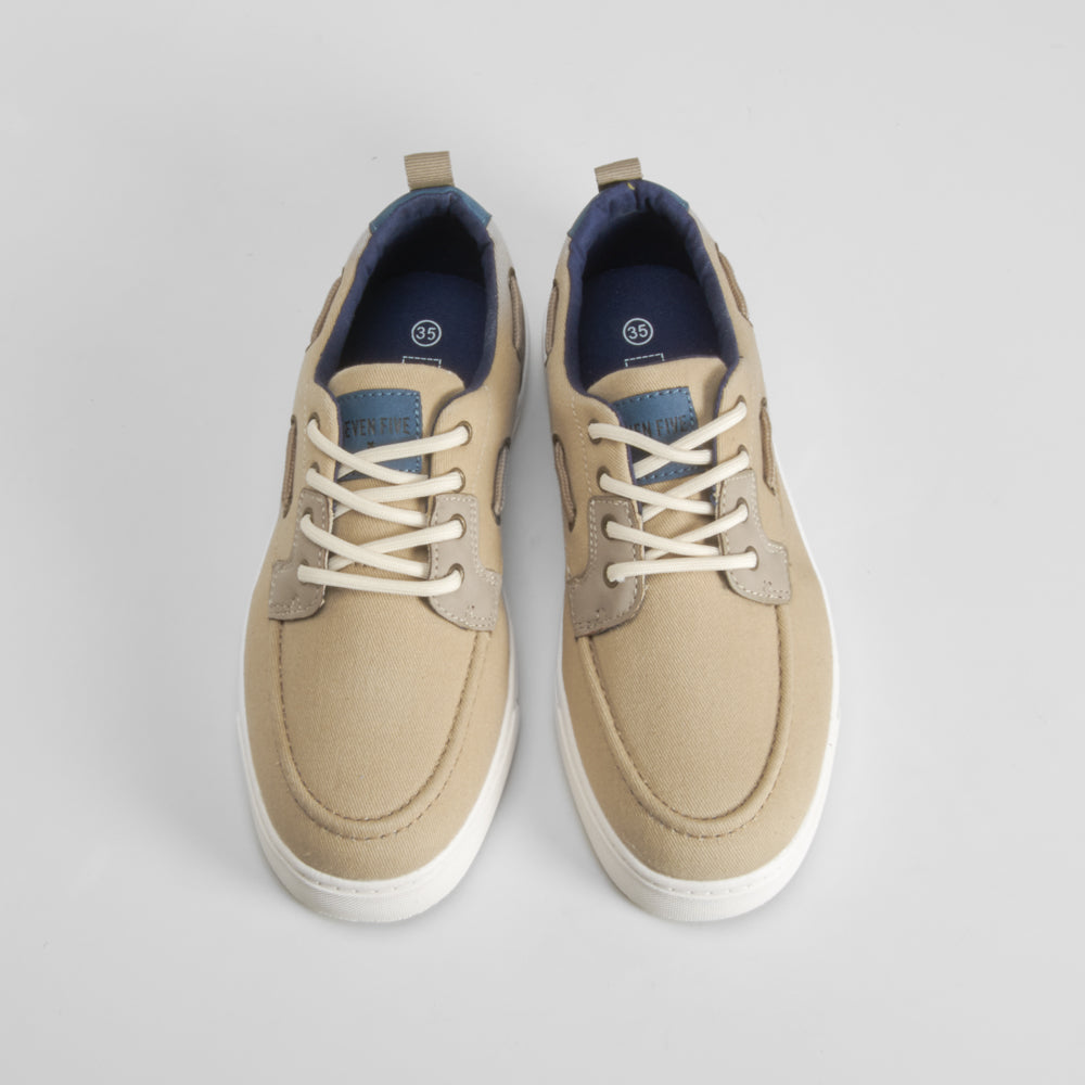 Náutico de lona juvenil beige SEVEN FIVE