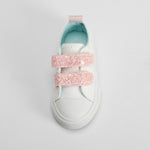 Zapatilla lona bordada blanca y rosa BACHE