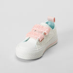Zapatilla lona bordada blanca y rosa BACHE