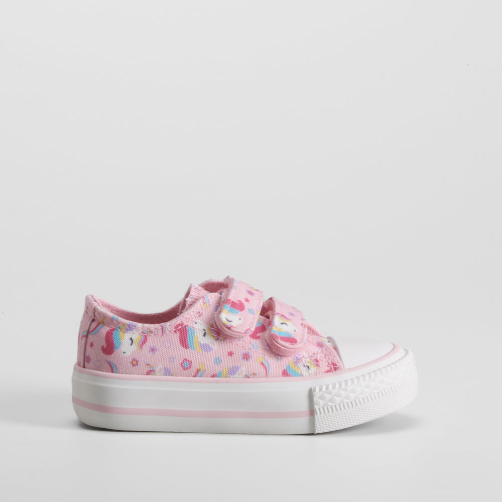 Zapatilla de lona unicornios bebé rosa BACHE